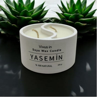 Ying Yang Yasemin kokulu Doğal Soya Mumu - Hediyelik kutusunda